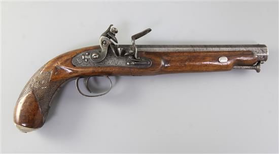 Blanch of London. An early 19th century flintlock pistol, 13.5in.